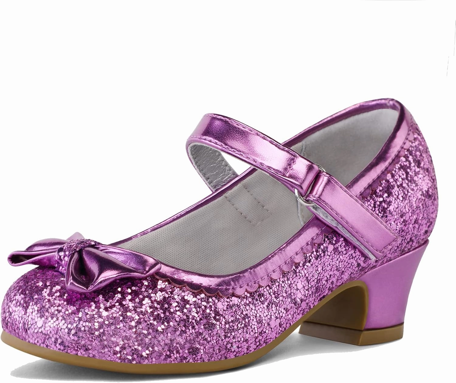 K KomForme Girl's Dress Shoes Mary Jane Glitter 1.5 in Low Heel Wedding Party Princess Shoes for Toddler/Little/Big Kids