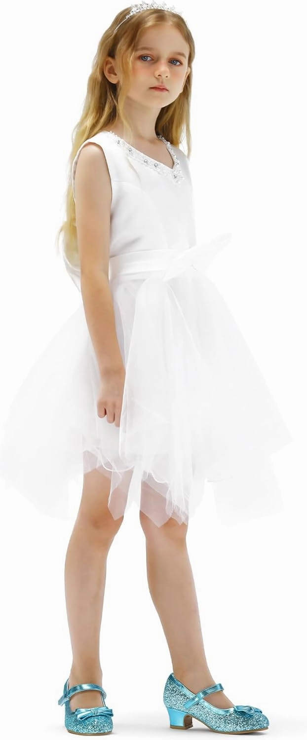 K KomForme Girl's Dress Shoes Mary Jane Glitter 1.5 in Low Heel Wedding Party Princess Shoes for Toddler/Little/Big Kids