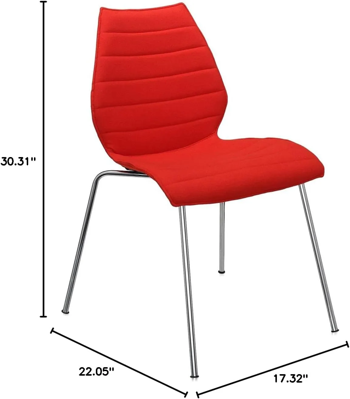 Kartell Maui Soft Chair by Tribute to Vico Magistretti, Pack of 2, Trevira Fabric Red