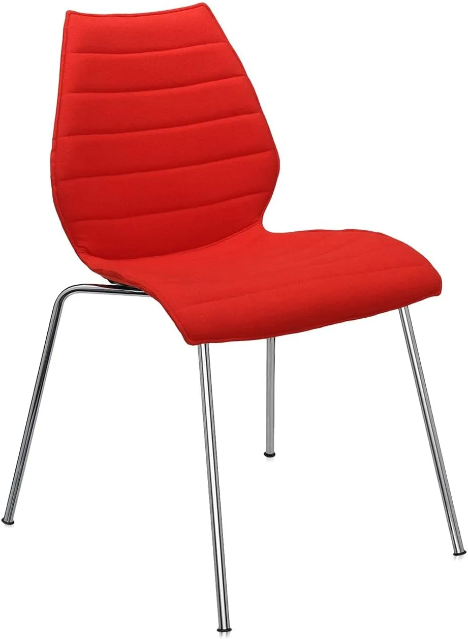 Kartell Maui Soft Chair by Tribute to Vico Magistretti, Pack of 2, Trevira Fabric Red