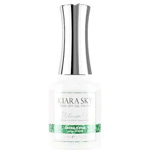 KIARA SKY Gel Polish PlatinumFX Reflective Glitter with sparkle foil effect 0.5 fl oz, Emerald Star (bright green)