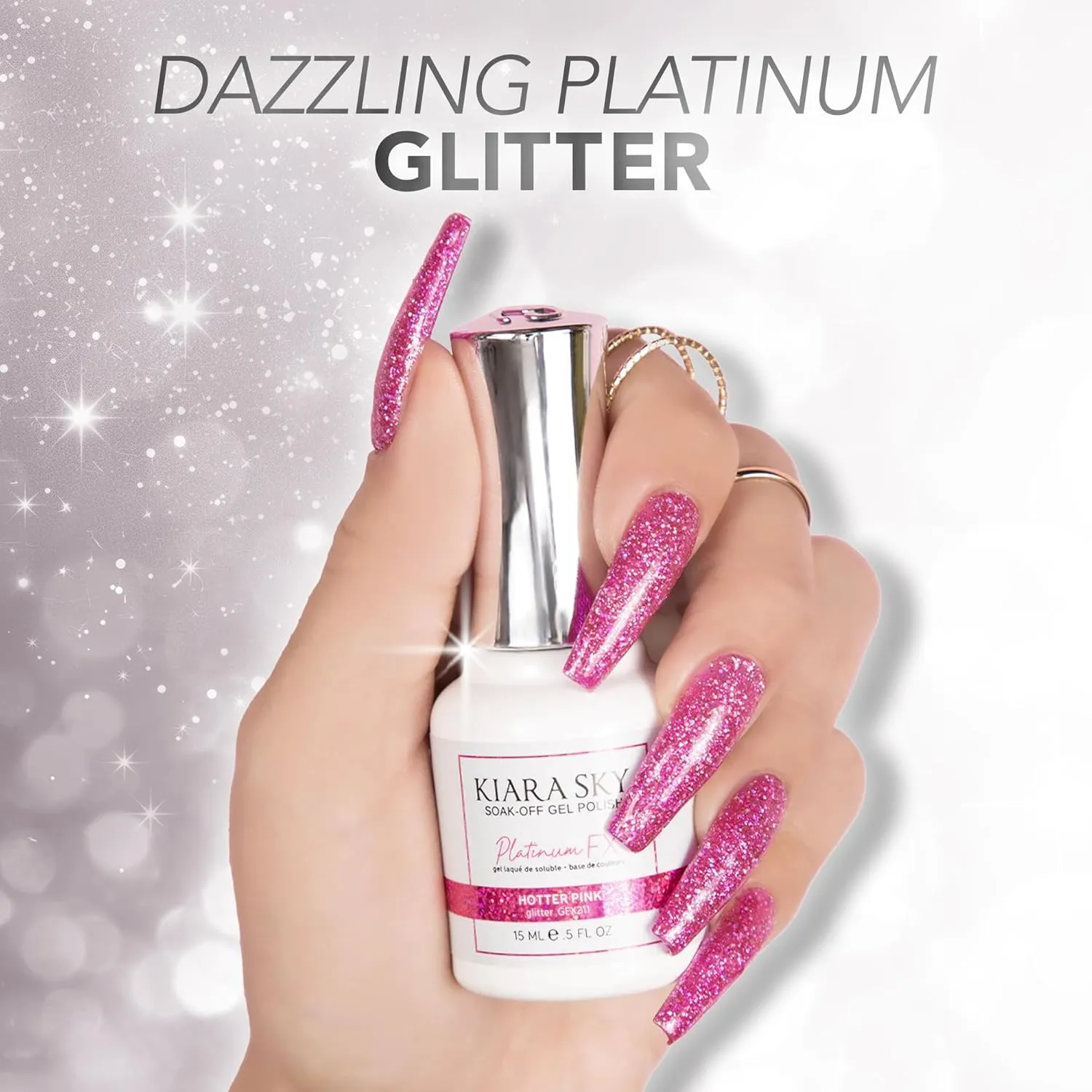 KIARA SKY Gel Polish PlatinumFX Reflective Glitter with sparkle foil effect 0.5 fl oz, Emerald Star (bright green)