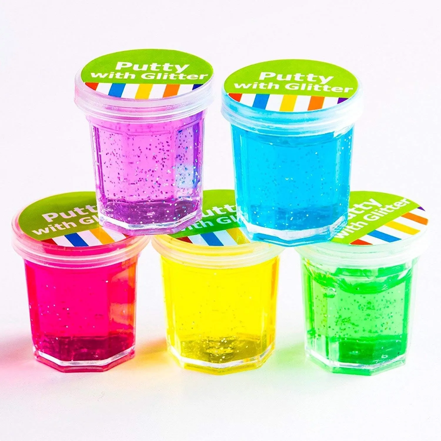Kicko 96 Pack Mini Putty with Glitter - Sparkling Stretchy Elastic Putty Supply - Handy Slime for Child and Toddler - Goodies Party Prizes, Toys Assortments - Thoughtful Gift for Hours of Creative Fun