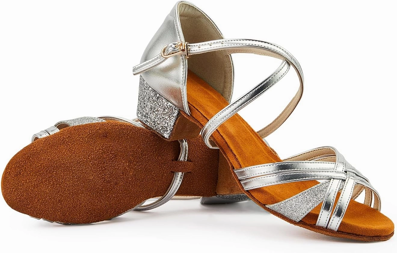 Kids Ballroom Dance Shoes Latin Salsa Suede Sole Dancing Dress Shoes for Girls