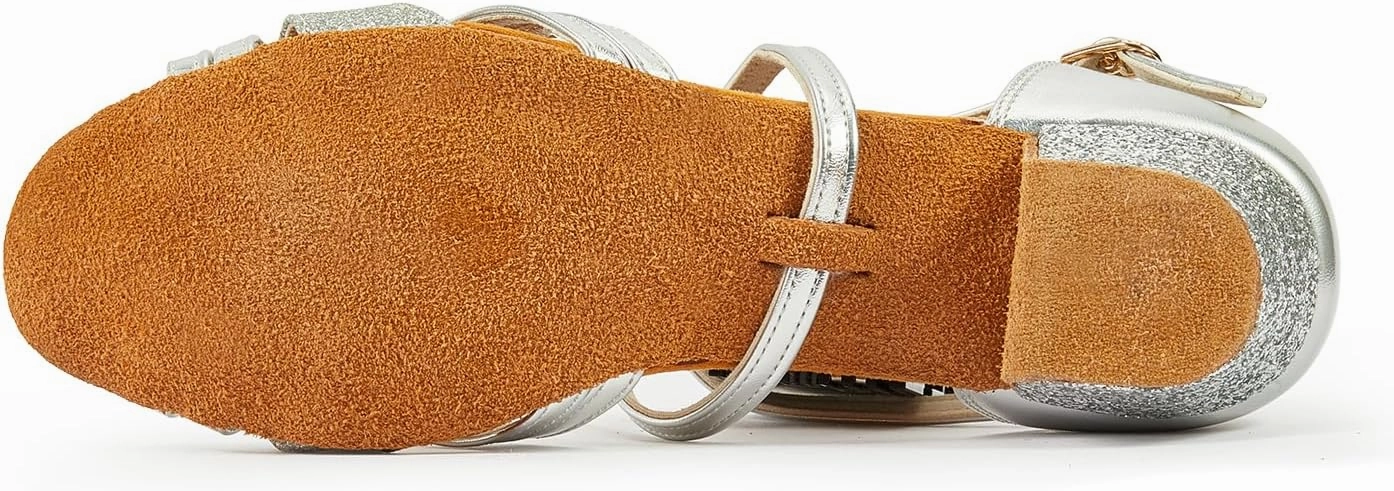 Kids Ballroom Dance Shoes Latin Salsa Suede Sole Dancing Dress Shoes for Girls