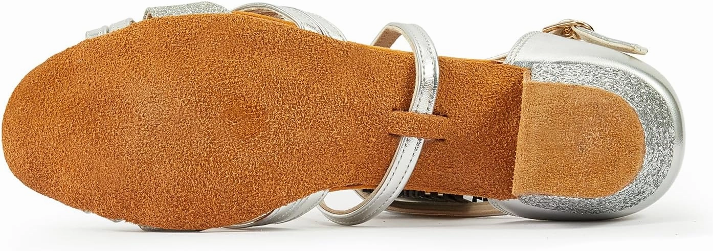 Kids Ballroom Dance Shoes Latin Salsa Suede Sole Dancing Dress Shoes for Girls