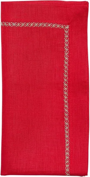 Kim Seybert Classic Napkin in Red, Set of 4
