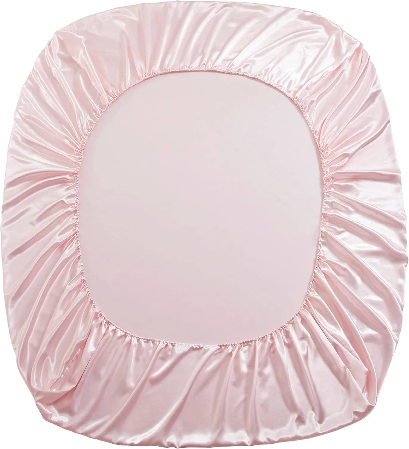 King Size Satin Fitted Sheet, Silky and Breathable Luxury Deep Pockets Fitted Sheet Only, Blush Pink