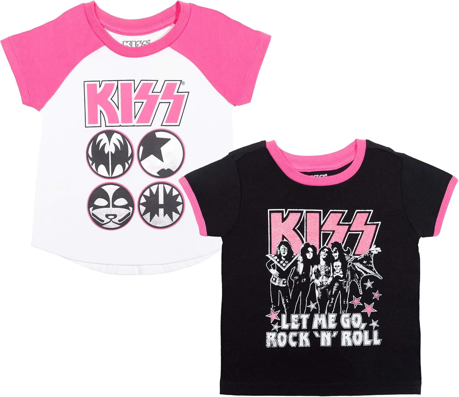 KISS Rock Band Girls 2 Pack Graphic Short Sleeve T-Shirt