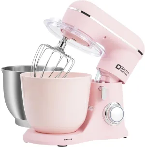 Kitchen in the box Stand Mixer, 4.5QT 5QT Two bowls Electric Food Mixer, 10 Speeds 3-IN-1 Kitchen Mixer for Daily Use with Egg Whisk,Dough Hook,Flat Beater (Rose Pink, 5QT)