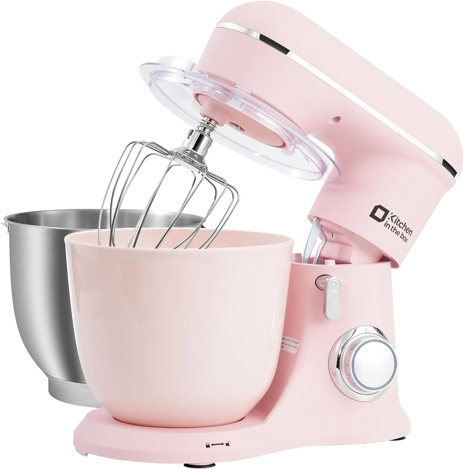 Kitchen in the box Stand Mixer, 4.5QT 5QT Two bowls Electric Food Mixer, 10 Speeds 3-IN-1 Kitchen Mixer for Daily Use with Egg Whisk,Dough Hook,Flat Beater (Rose Pink, 5QT)