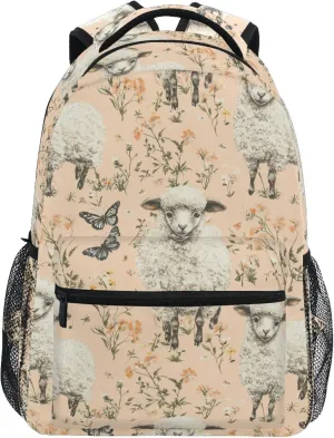 KLL Cute Backpack for Men Women Fashion Business Work Bag with Chest Strap for Travel Trip Sweet Sheep Peach