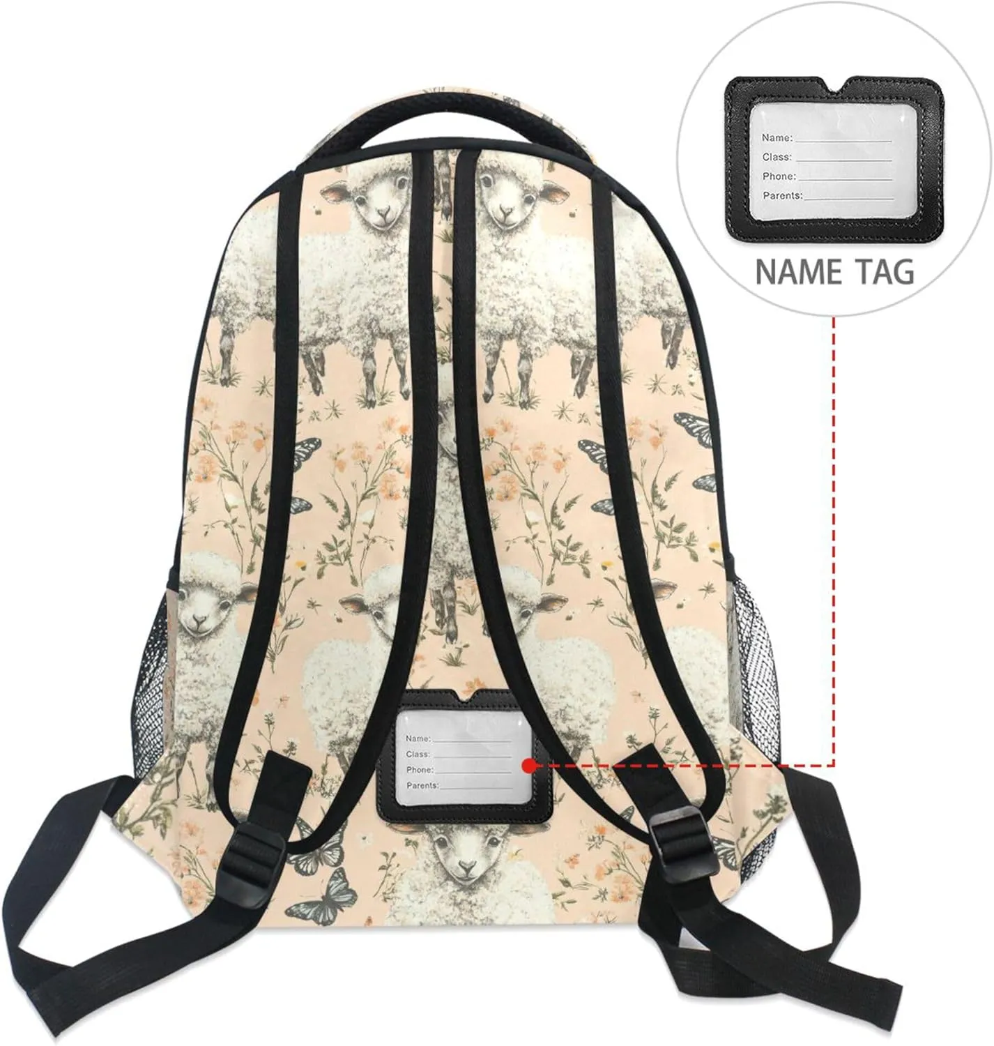 KLL Cute Backpack for Men Women Fashion Business Work Bag with Chest Strap for Travel Trip Sweet Sheep Peach