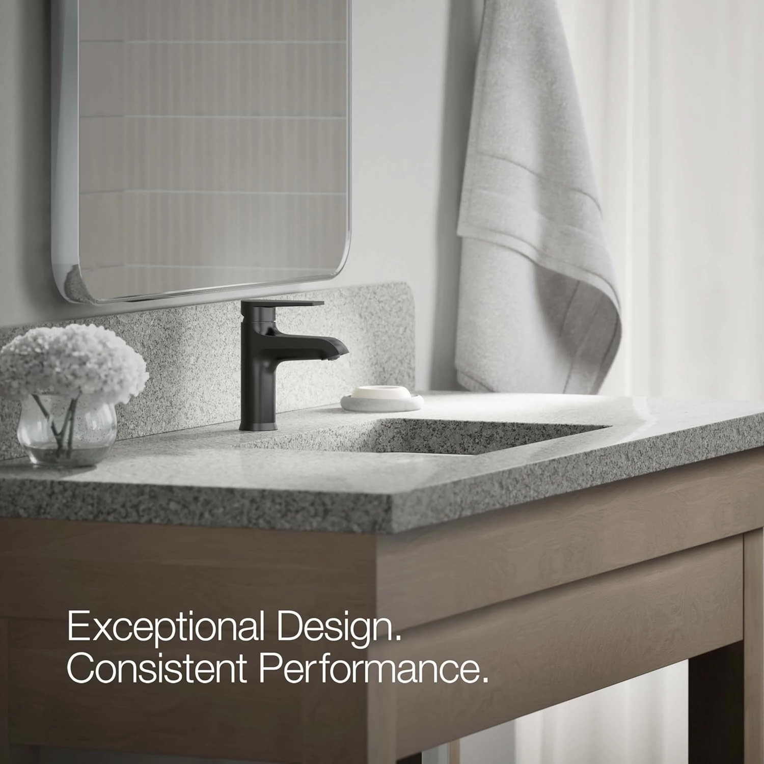KOHLER 97060-4-BL Hint Single-Handle Bathroom Sink Faucet with Pop-Up Drain, One-Hole Bathroom Faucet, 1.2 GPM, Matte Black