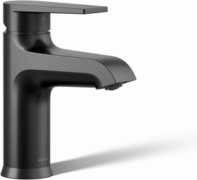 KOHLER 97060-4-BL Hint Single-Handle Bathroom Sink Faucet with Pop-Up Drain, One-Hole Bathroom Faucet, 1.2 GPM, Matte Black