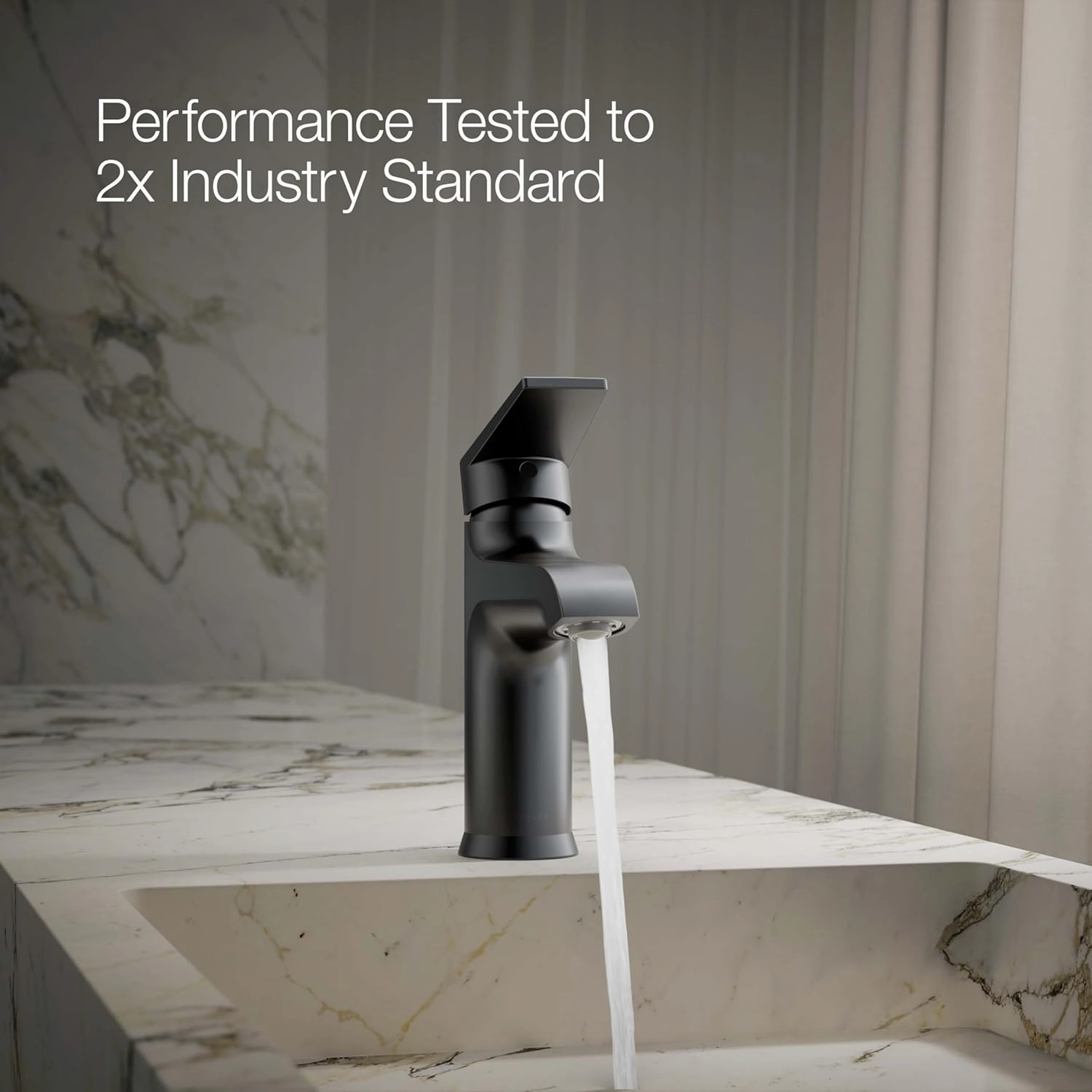 KOHLER 97060-4-BL Hint Single-Handle Bathroom Sink Faucet with Pop-Up Drain, One-Hole Bathroom Faucet, 1.2 GPM, Matte Black
