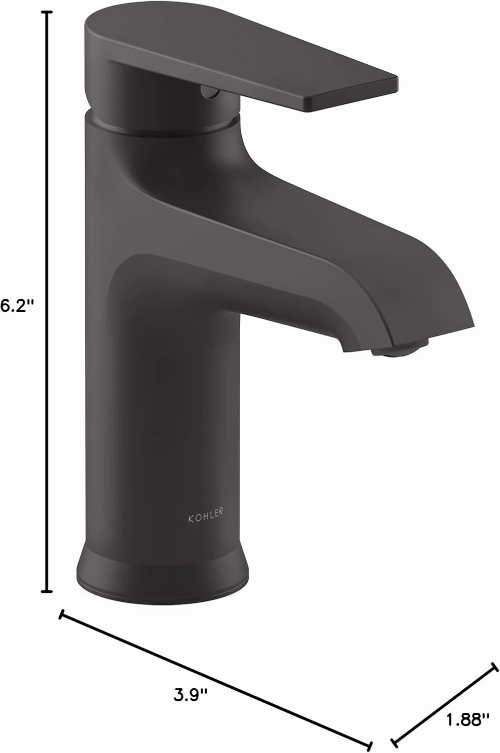 KOHLER 97060-4-BL Hint Single-Handle Bathroom Sink Faucet with Pop-Up Drain, One-Hole Bathroom Faucet, 1.2 GPM, Matte Black