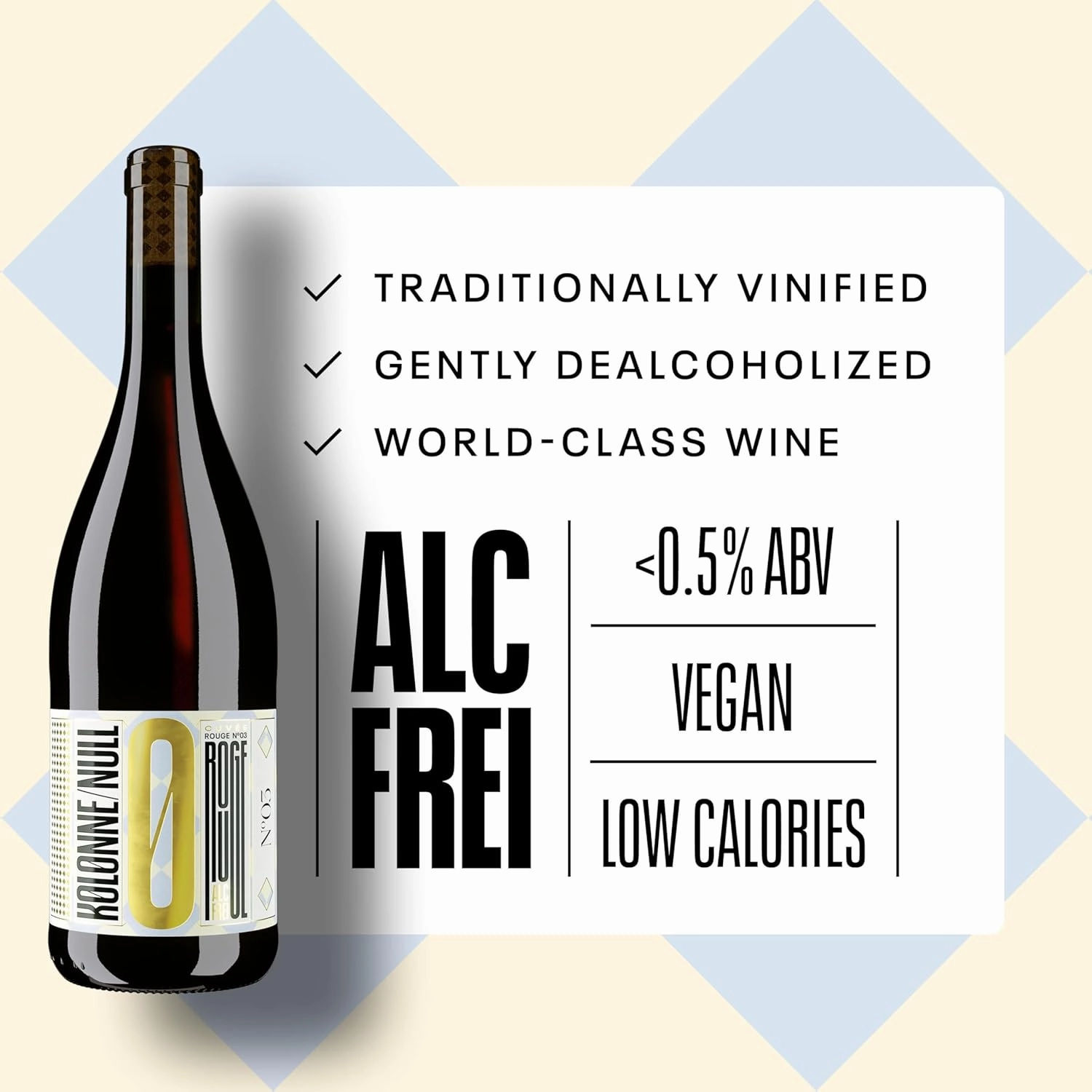 Kolonne Null Cuvee Rouge No. 3, Non-Alcoholic Red Wine | Red Fruits, Spices, and Light Oak | Dealcoholized with Grapes from France 25.4 fl oz (750 ml)