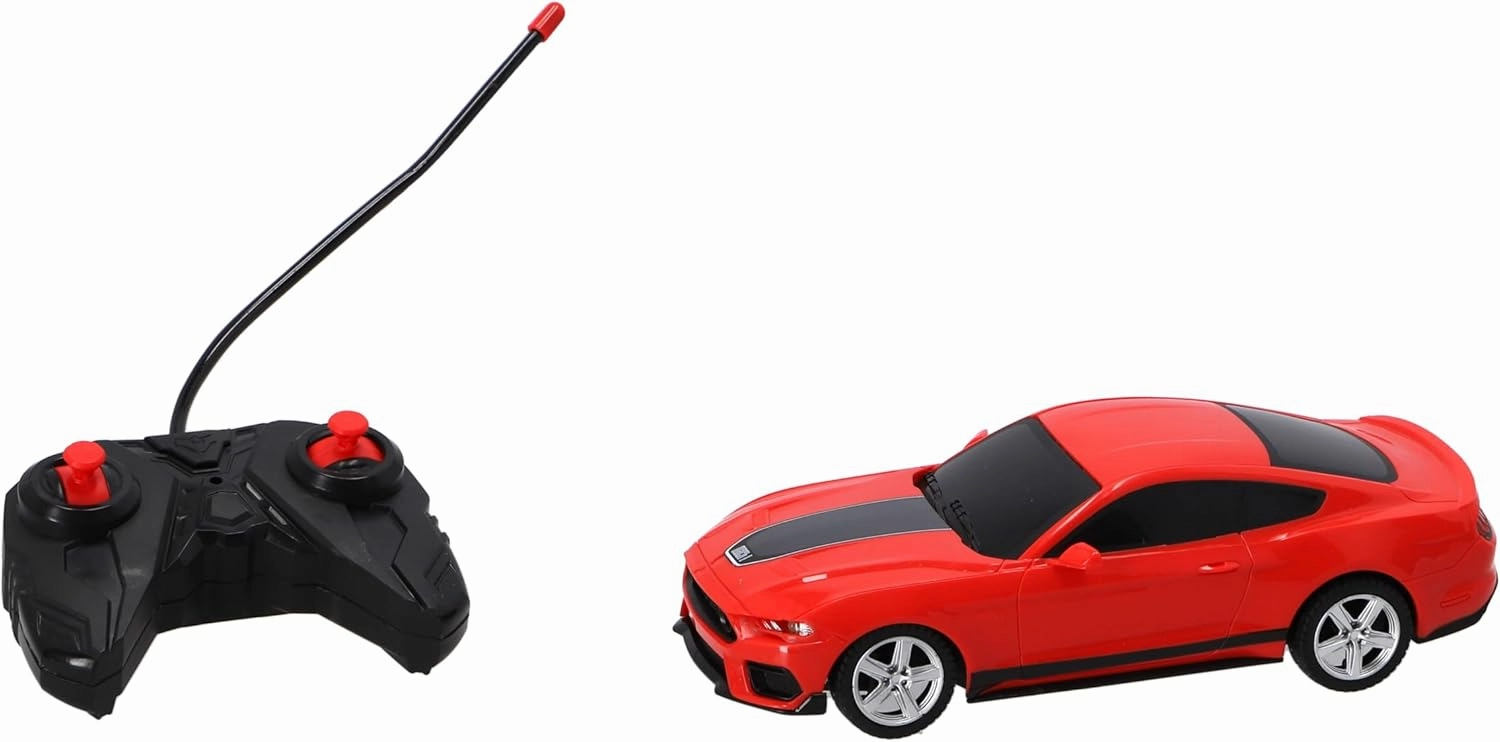 Kool Speed Ford Mustang Mach 1 RC Car 1:24 Red Remote Controlled Vehicle with LED Headlights and Precise Control for Indoor and Outdoor Racing