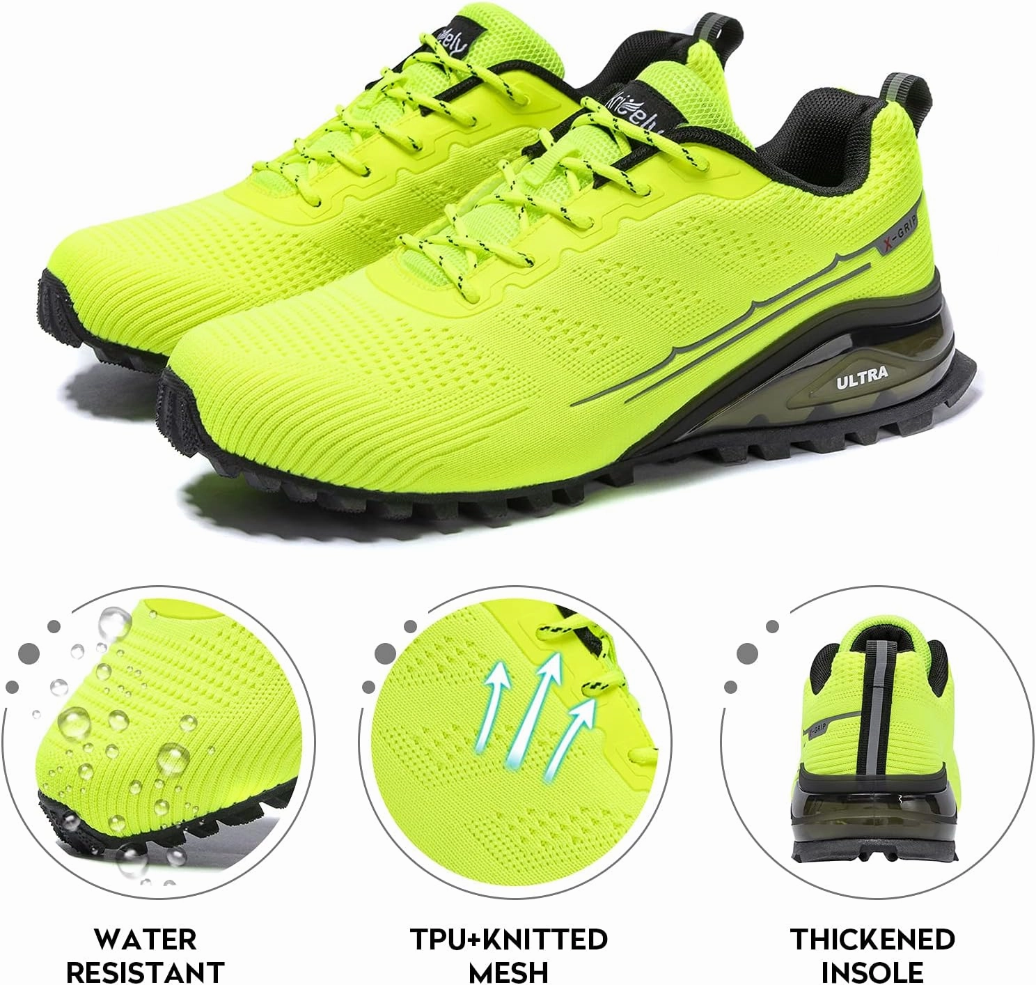 Kricely Men's Trail Running Shoes Fashion Walking Hiking Sneakers for Men Tennis Cross Training Shoe Outdoor Snearker Mens Casual Workout Footwear
