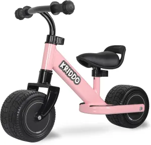 KRIDDO Baby Balance Bike Mini Cruiser Design with Wide PU Wheels for 1-3 Year Olds Ideal First Birthday Gift and Baby Toy, Pink