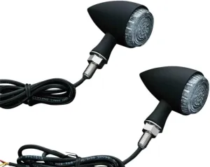 Kuryakyn 2509 Torpedo/Bullet Style Motorcycle LED Lights with Clear Lenses: Rear Position Turn Signal/Blinker, Running and Brake Light Indicators, Matte Black, 1 Pair