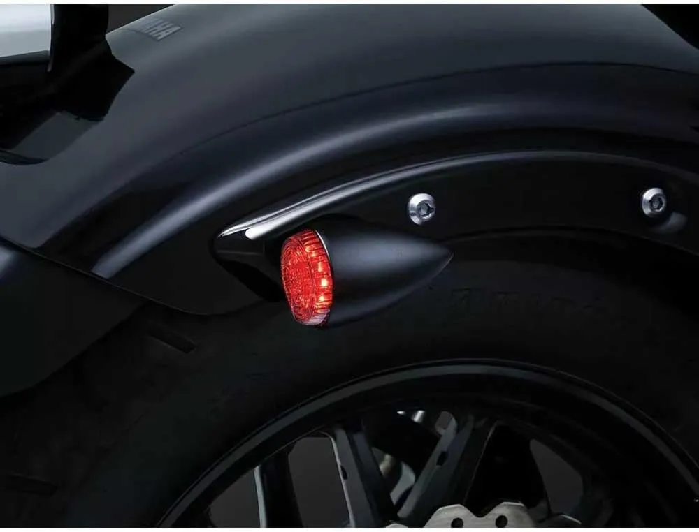 Kuryakyn 2509 Torpedo/Bullet Style Motorcycle LED Lights with Clear Lenses: Rear Position Turn Signal/Blinker, Running and Brake Light Indicators, Matte Black, 1 Pair