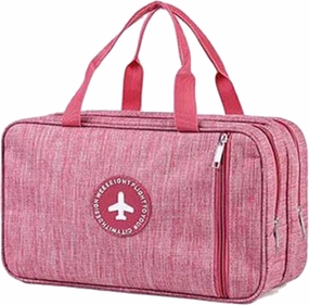 L&FY Large Toiletry Bag, Translucent Leather Makeup Cosmetic Organizer Bag Waterproof With Mesh Pouch For Gym, Workout Swim Beach Shower (Denimi Pink, XL)