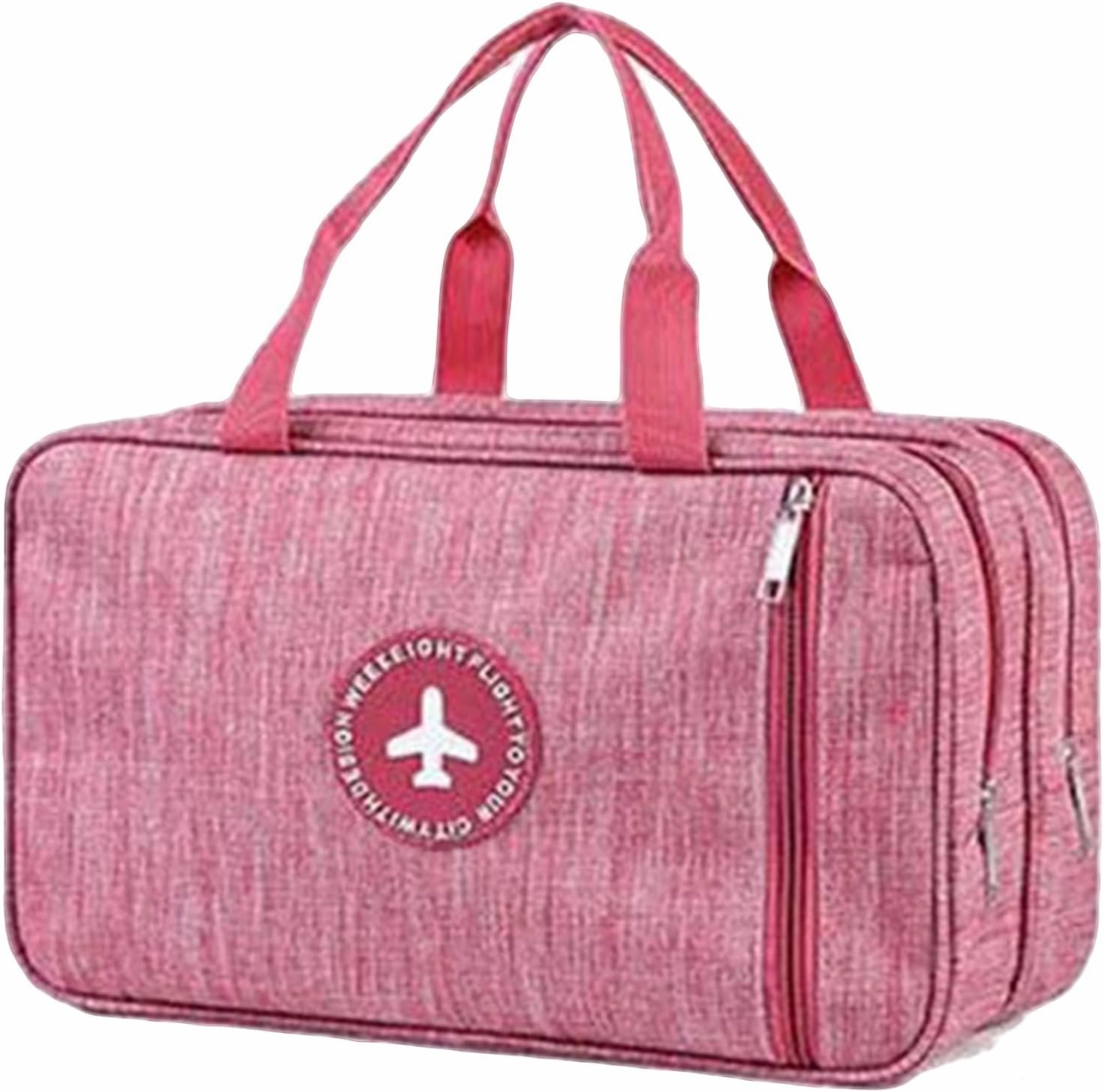 L&FY Large Toiletry Bag, Translucent Leather Makeup Cosmetic Organizer Bag Waterproof With Mesh Pouch For Gym, Workout Swim Beach Shower (Denimi Pink, XL)