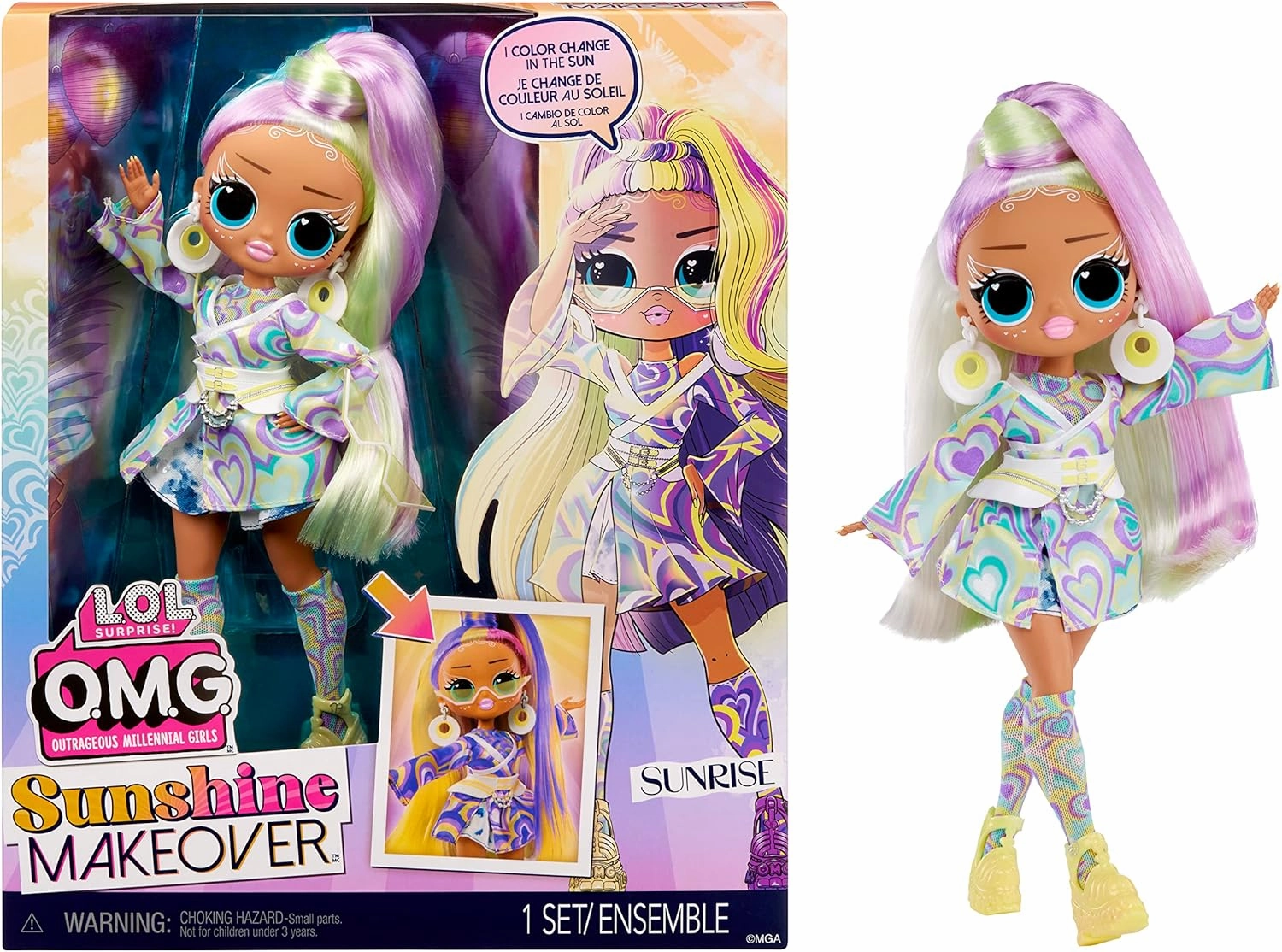 L.O.L. Surprise! LOL Surprise OMG Sunshine Color Change Sunrise Fashion Doll with Color Changing Hair and Fashions and Multiple Surprises – Great Gift for Kids Ages 4 