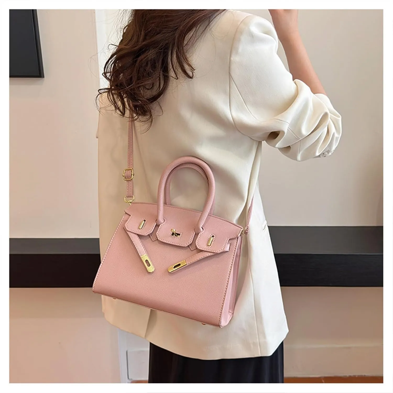 Ladies handbag shoulder bag crossbody bag(Pink)