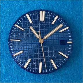 LAnGSHAW 31.8mm Watch Dial Watch Hands Kits Compatible for NH35 Movement Green Luminous Watch Parts DIY Accessories No Logo (Color : Blue Rose Gold Nial)
