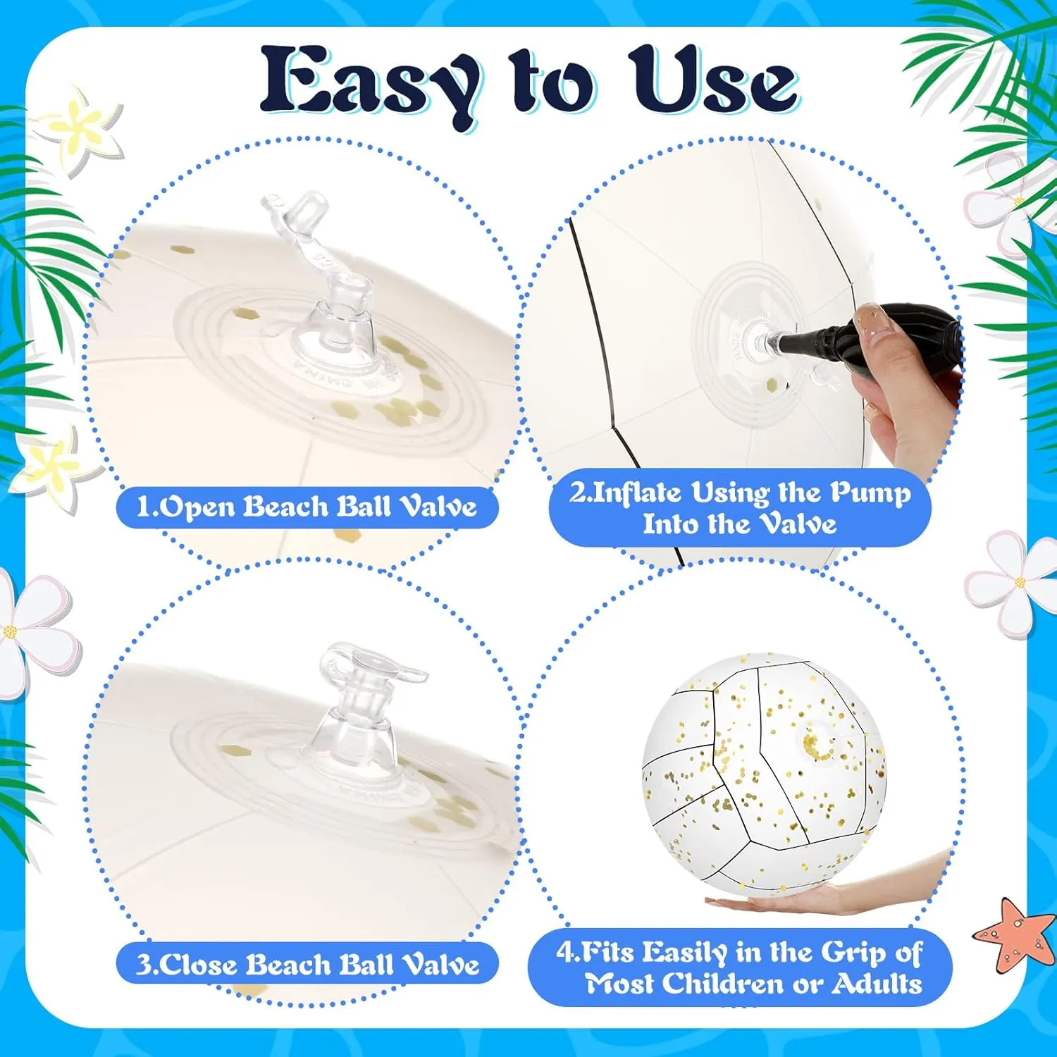 Large Beach Balls 24 Inch Pool Clear Ball Beach Summer Parties Confetti Pool Party Decorations Inflated Party Ball for Summer Parties Birthday Pool Favors