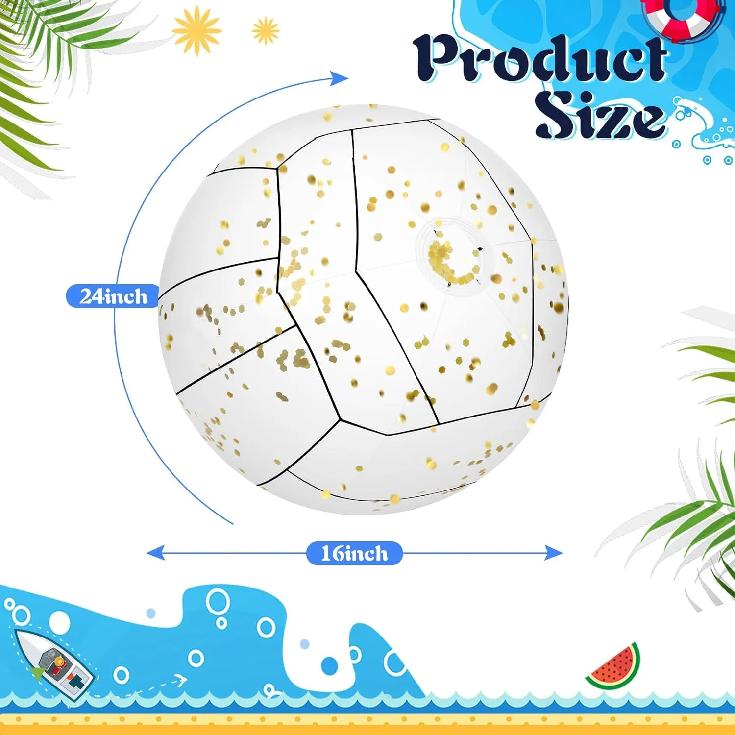 Large Beach Balls 24 Inch Pool Clear Ball Beach Summer Parties Confetti Pool Party Decorations Inflated Party Ball for Summer Parties Birthday Pool Favors