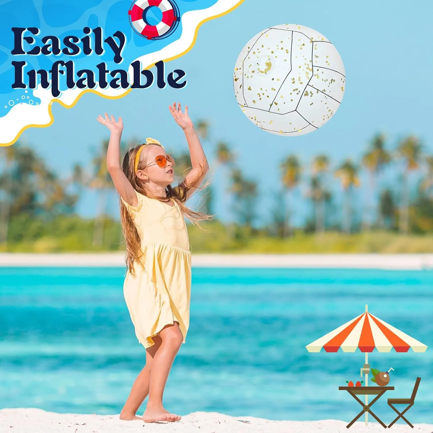 Large Beach Balls 24 Inch Pool Clear Ball Beach Summer Parties Confetti Pool Party Decorations Inflated Party Ball for Summer Parties Birthday Pool Favors