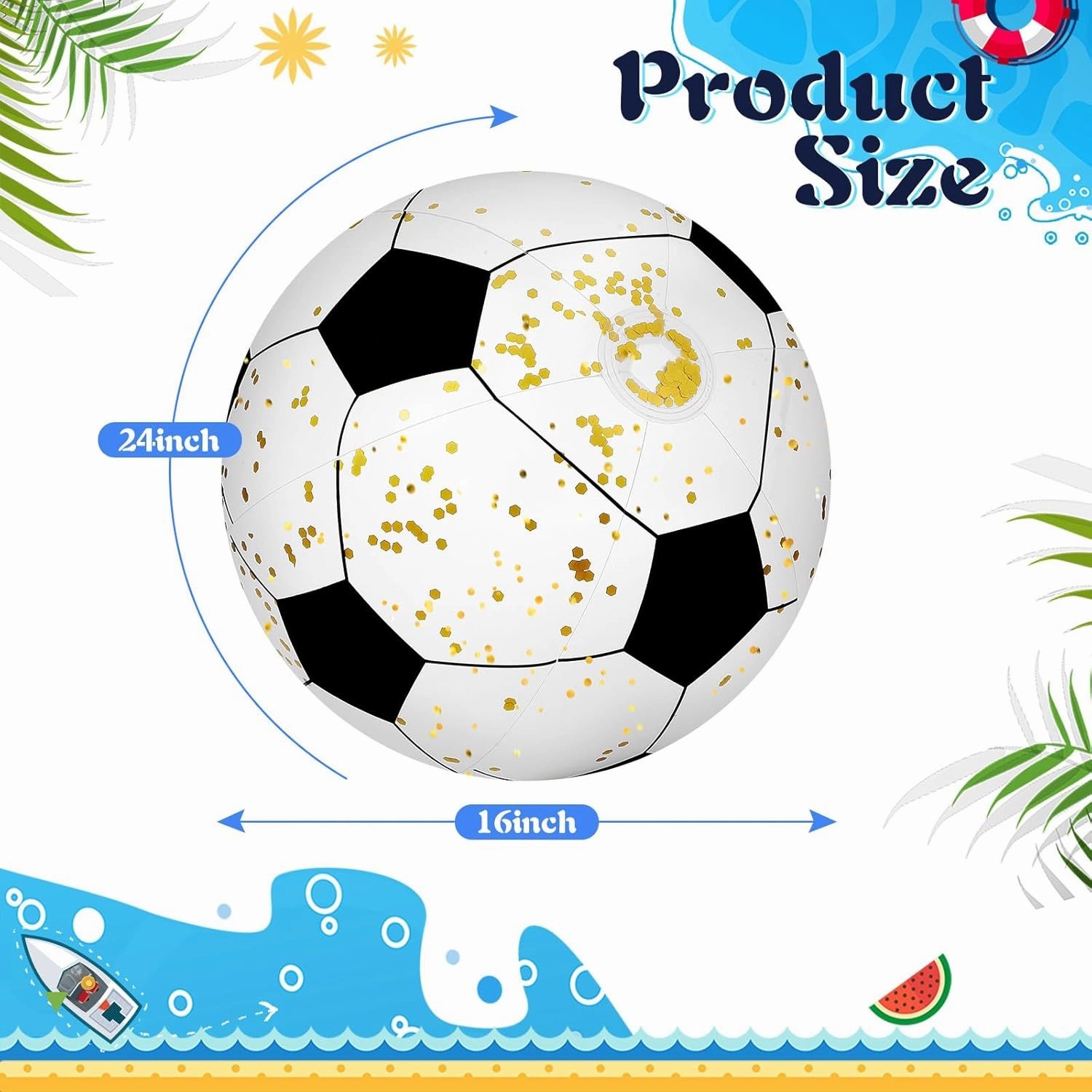 Large Beach Balls 24 Inch Pool Clear Ball Beach Summer Parties Confetti Pool Party Decorations Inflated Party Ball for Summer Parties Birthday Pool Favors