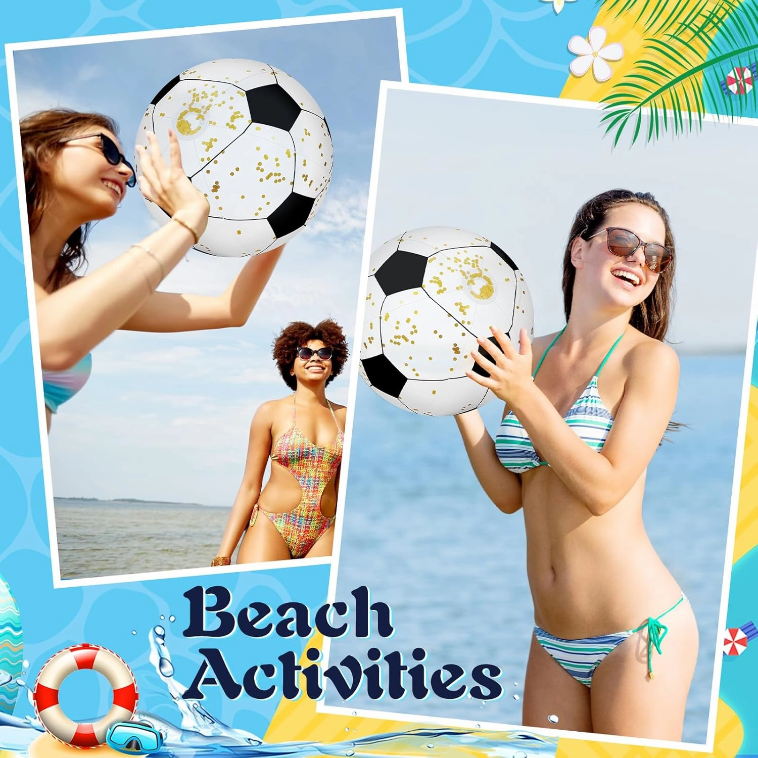 Large Beach Balls 24 Inch Pool Clear Ball Beach Summer Parties Confetti Pool Party Decorations Inflated Party Ball for Summer Parties Birthday Pool Favors