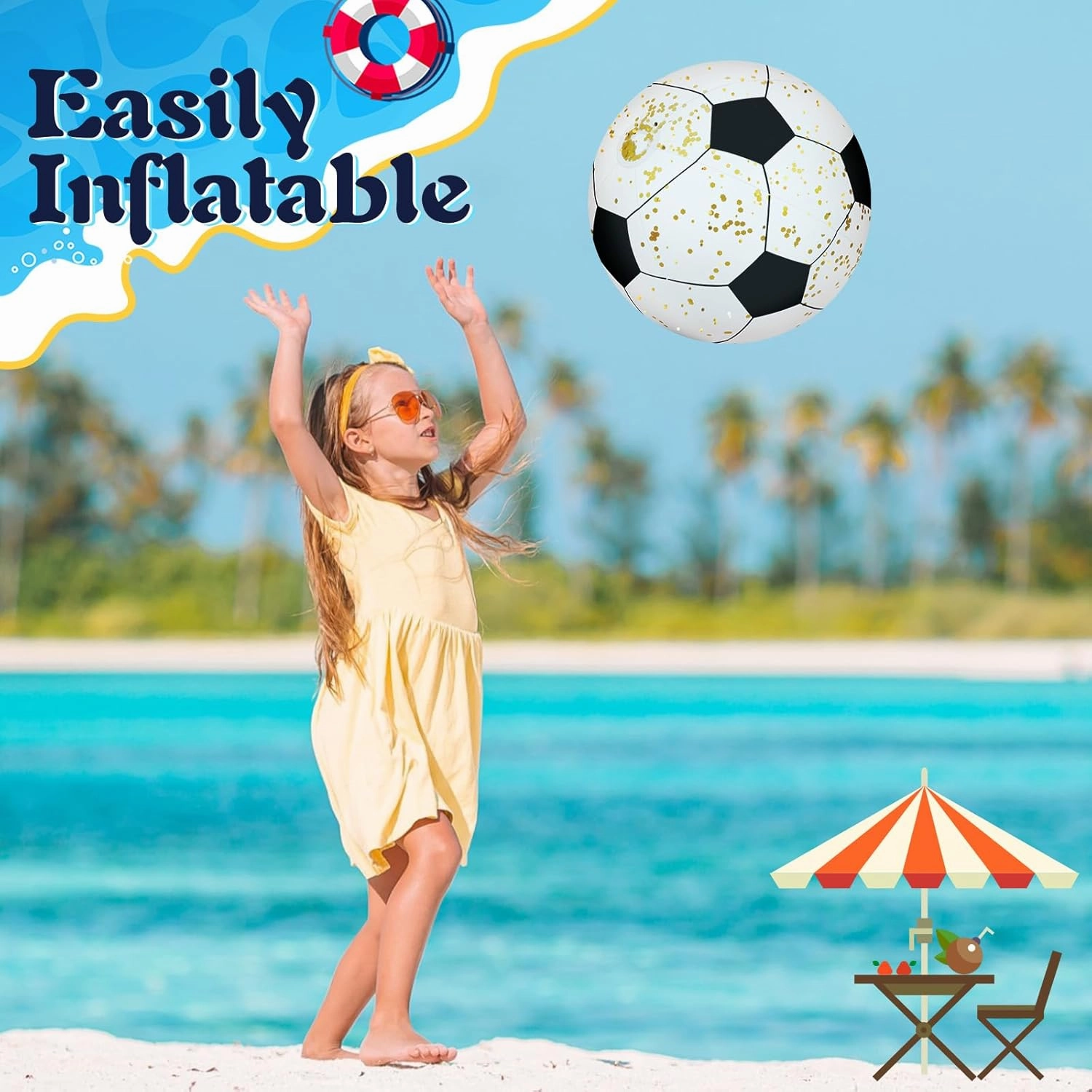 Large Beach Balls 24 Inch Pool Clear Ball Beach Summer Parties Confetti Pool Party Decorations Inflated Party Ball for Summer Parties Birthday Pool Favors