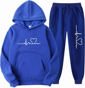 Lastesso Jogger Sets for Women 2 Piece Baggy Fit Funny Heart Print Track Suits Soft Solid Color Sweatsuits Set with Pockets
