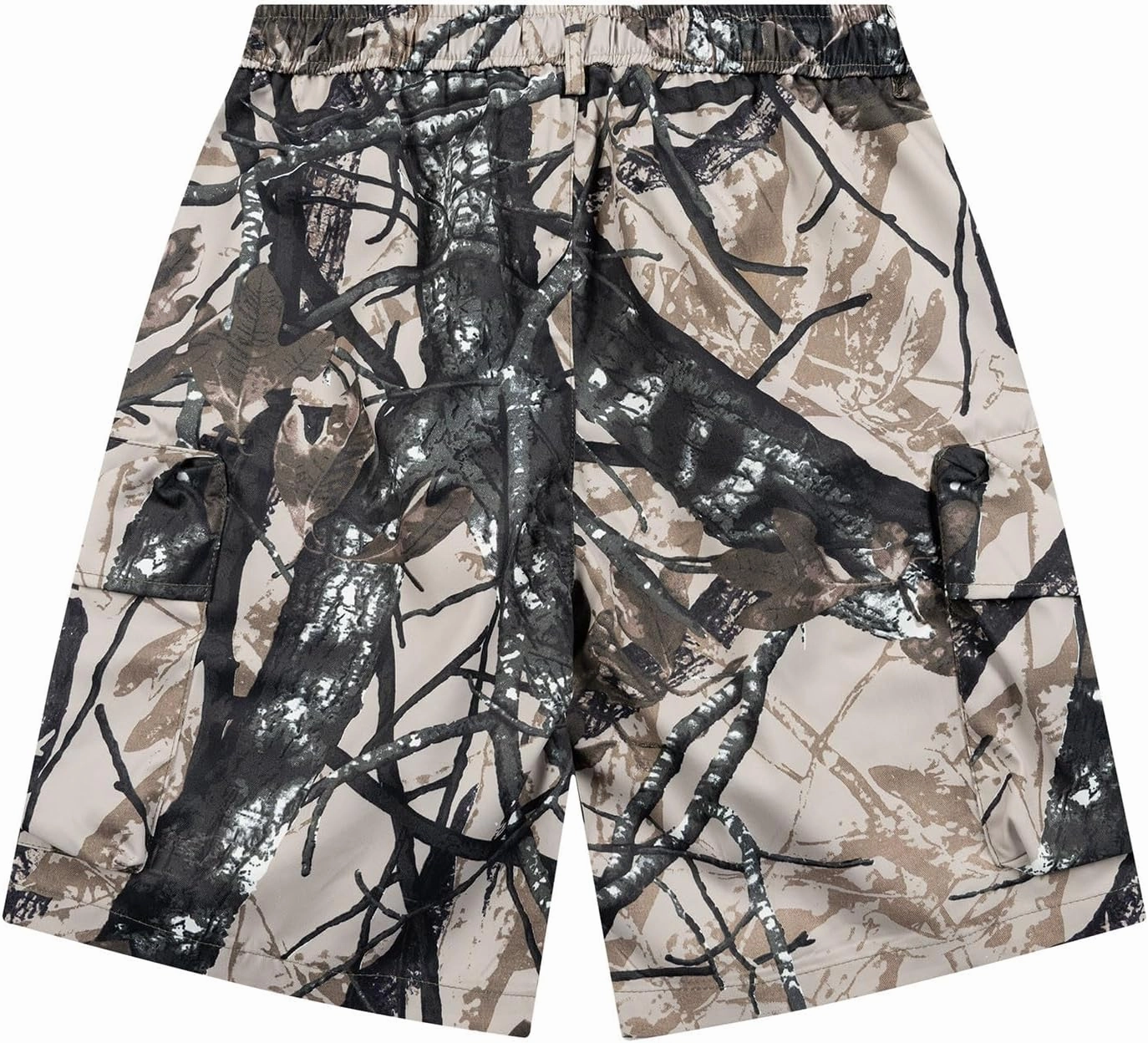Lastesso Mens Shorts Camo Summer Hiking Shorts Waist Pleated Belted Shorts with Pockets Training Running Jogger Pants