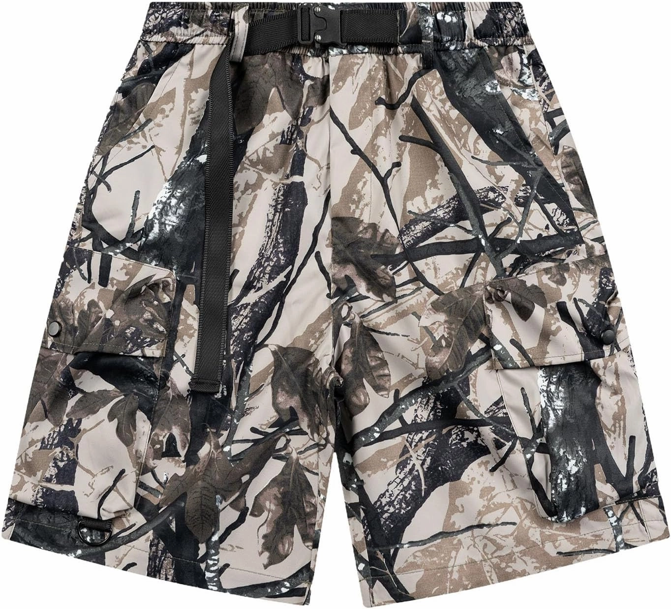 Lastesso Mens Shorts Camo Summer Hiking Shorts Waist Pleated Belted Shorts with Pockets Training Running Jogger Pants
