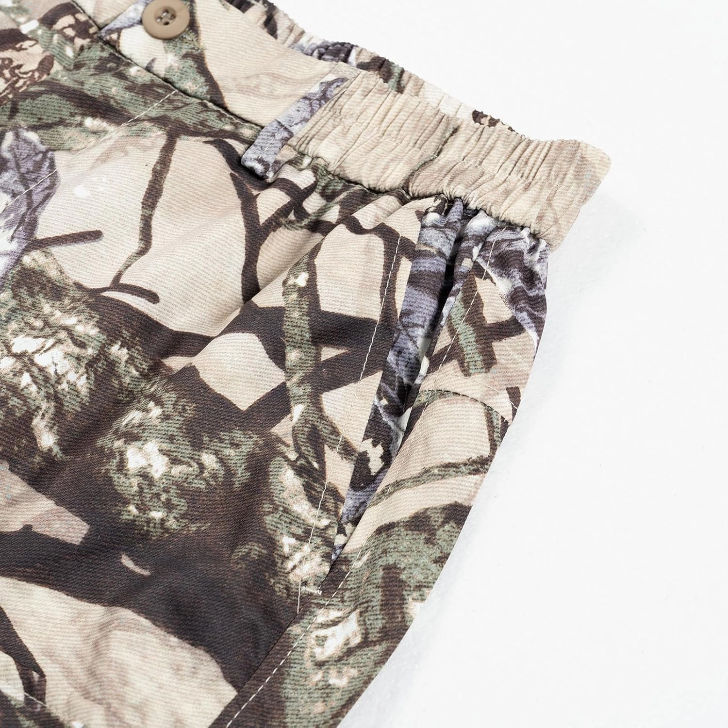 Lastesso Mens Shorts Camo Summer Hiking Shorts Waist Pleated Belted Shorts with Pockets Training Running Jogger Pants