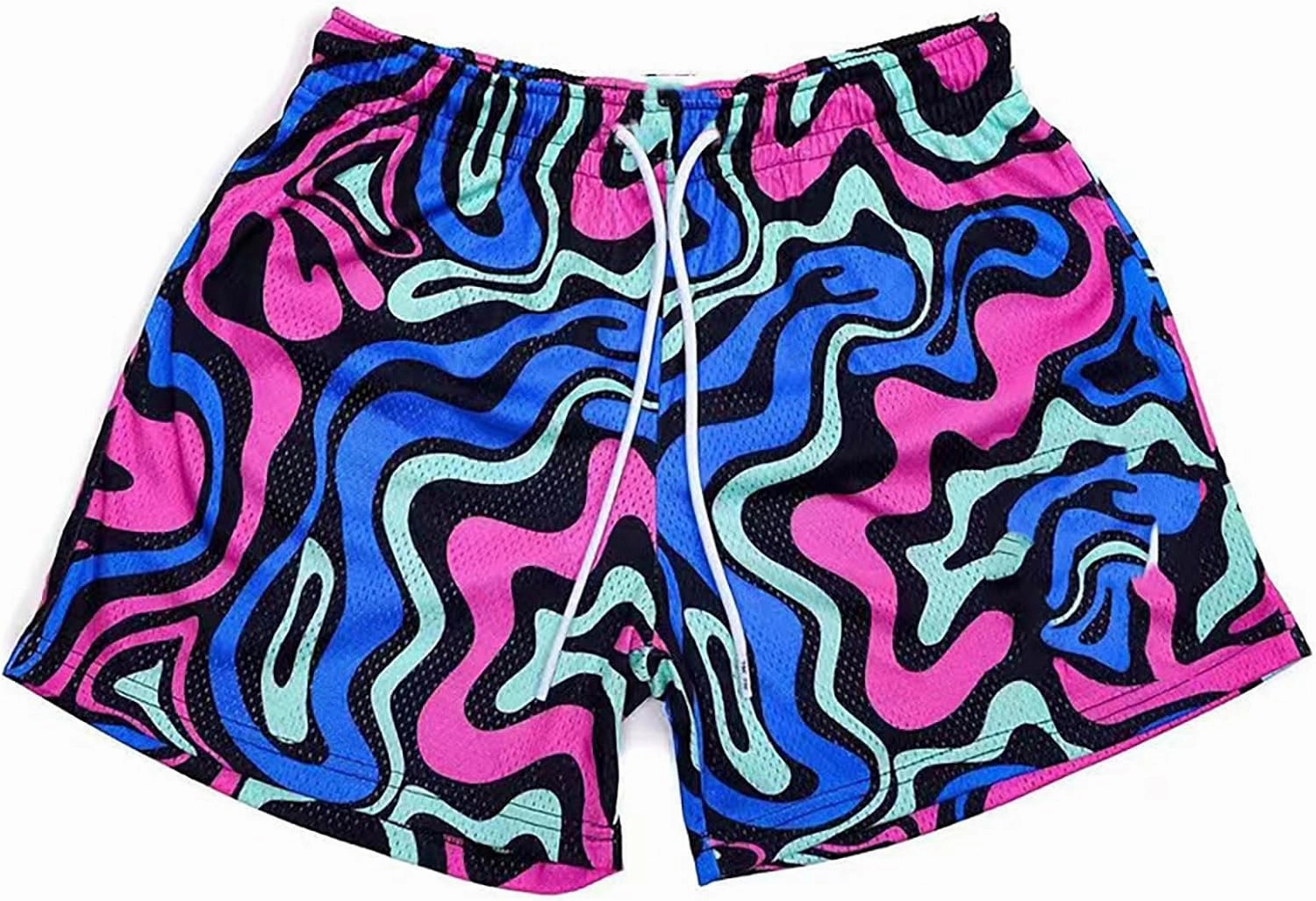 Lastesso Mens Shorts Trendy Printing Summer Athletic Workout Gym Boardshorts Elastic Waistband Lightweight Summer Shorts