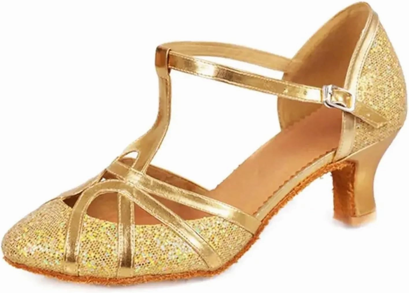 Latin Dance Shoes for Women Ballroom Dance Shoes Women Glitter Modern Latin Shoes Salsa Ballroom Tango Shoes(Light Gold 5cm,36(23cm))
