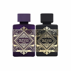 Lattafa Bade'e Al Oud 2-Piece Set for Unisex, (3.4 Oz Amethyst Eau De Parfum Spray   3.4 Oz Oud for Glory Eau De Parfum Spray)