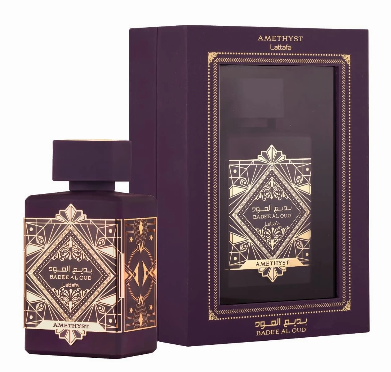 Lattafa Bade'e Al Oud 2-Piece Set for Unisex, (3.4 Oz Amethyst Eau De Parfum Spray   3.4 Oz Oud for Glory Eau De Parfum Spray)