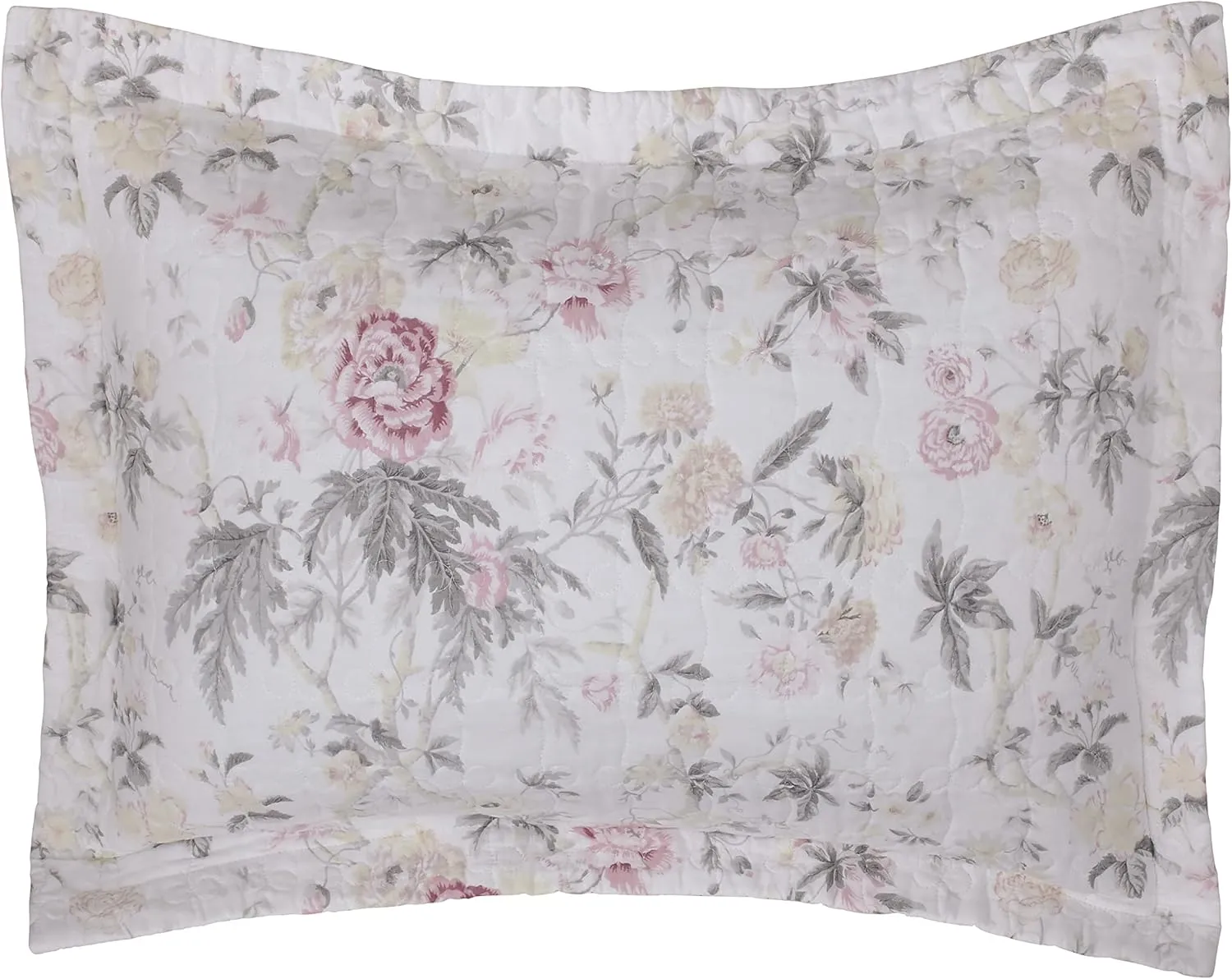 Laura Ashley - King Quilt Set, Reversible Cotton Bedding with Matching Shams, Lightweight Home Decor for All Seasons (Breezy Floral Pink/Grey, King)