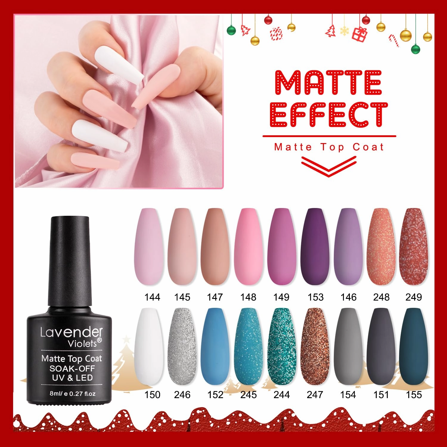 Lavender Violets Gel Nail Polish Kit - 18 3 Colors Nude Pink Blue Soak-off UV LED Nail Gel with Base, Matte and Glossy Top Coat F984