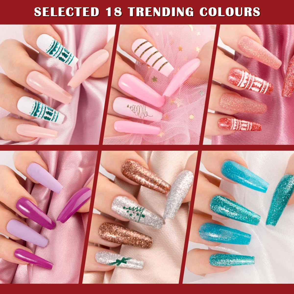 Lavender Violets Gel Nail Polish Kit - 18 3 Colors Nude Pink Blue Soak-off UV LED Nail Gel with Base, Matte and Glossy Top Coat F984