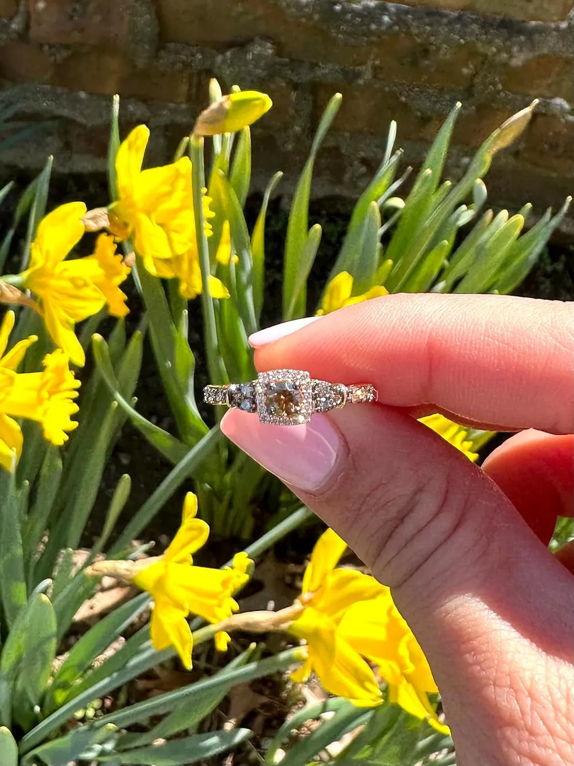 LE VIAN 1/2 Carat White and Chocolate Diamond Cushion Shaped Halo Ring for Women I 14k Rose Gold Anniversary Ring for Her (G-H/Brown, VS2-SI1, 0.46 cttw) Engagement Promise Band Size 5 to 10.5